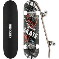 Caroma Kid Skateboard for Beginners Girls Boys , 31×8 Complete Skateboard for Teens Adults,9 Layer Canadian Maple Deck Double Kick Concave Trick Skateboards for Kids Ages 6-12