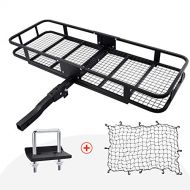 AA Products Inc. Hitch Mount Cargo Carrier with Cargo Net and Anti rattle Stabilizer 60 x 21 x 6 Folding Cargo Basket with 500 LB Capacity Fits 2 Receiver for Car SUV Pickup (USPTO Patent Pending)