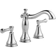 Delta Faucet Cassidy Widespread Bathroom Faucet Chrome, Bathroom Faucet 3 Hole, Bathroom Sink Faucet, Metal Drain Assembly, Chrome 3597LF-MPU