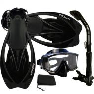 Promate Snorkeling Fins Panoramic Purge Mask Dry Snorkel Set