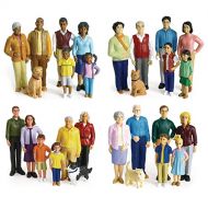 Excellerations Educational Multicultural Pretend Play Figurine Family Dolls Set of 4 Different ethnicities 28 Pieces Total for Block Play