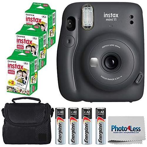 후지필름 Fujifilm Instax Mini 11 Instant Camera - Fujifilm Instax Mini Twin Pack Instant Film (60 Sheets) - Instant Camera Bundle (Gray)