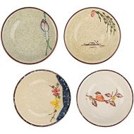 [아마존베스트]Beautyflier Set of 4 Ceramic Sauce Dish Soy Sauce Dipping Bowls Appetizer Plates Side Dishes Serving Dish Japanese Style Dinnerware Set (Fish Pattern(3.75inch))