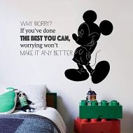 All Things Valuable Why Worry Quote Mickey Mouse Walt Disney Cartoon Quotes Wall Sticker Art Decal for Girls Boys Room Bedroom Nursery Kindergarten Fun Home Decor Stickers Wall Art Vinyl Decoration Si