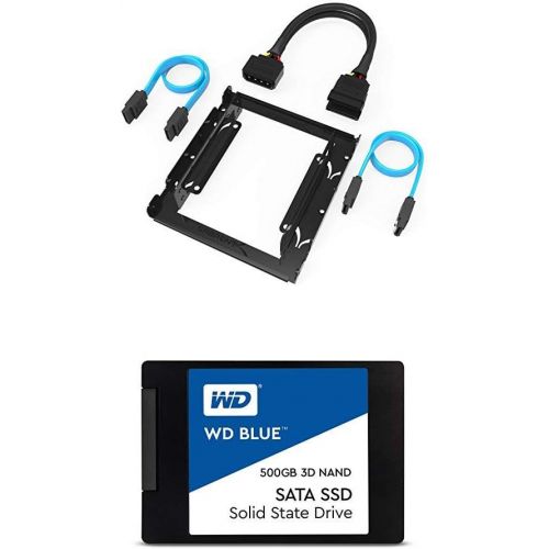  Sabrent 3.5-Inch to x2 SSD / 2.5-Inch Internal Hard Drive Mounting Kit [SATA and Power Cables Included] (BK-HDCC) + WD Blue 3D NAND 500GB PC SSD - SATA III 6 Gb/s, 2.5/7mm - WDS500