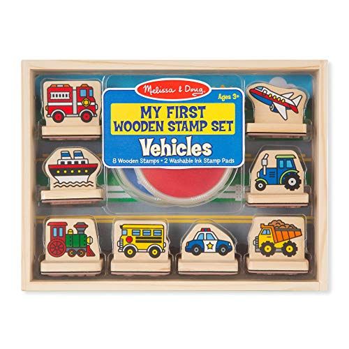  [아마존베스트]Melissa & Doug First Wooden Stamp Set  Vehicles
