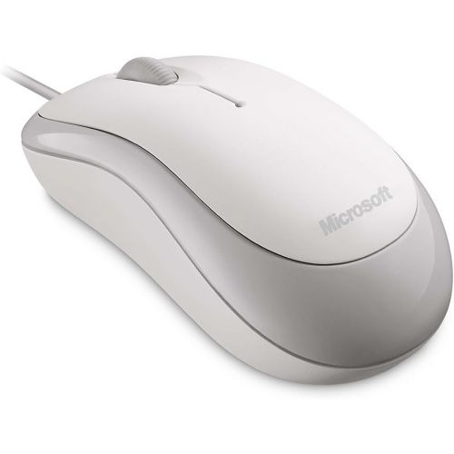  Microsoft Basic Optical Mouse - White. Comfortable, Right/Left Hand Use, Ergonomic Design, Wired USB Mouse, for PC/Laptop/Desktop