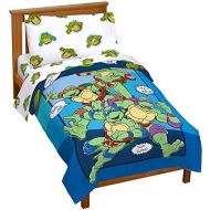 Jay Franco Nickelodeon Teenage Mutant Ninja Turtles Ready To Roll 4 Piece Toddler Bed Set - Includes Reversible Comforter & Sheet Set Bedding - Super Soft Fade Resistant Microfiber (Official