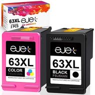 ejet Remanufactured Ink Cartridge Replacement for HP 63 Ink 63XL Compatible with OfficeJet 3830 5255 5258 Envy 4520 4512 4513 4516 DeskJet 1112 1110 3630 3632 3634 2130 2132 Printe