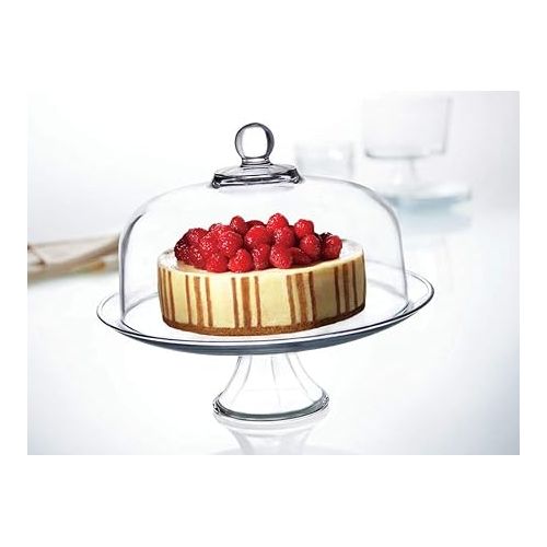  Anchor Hocking Presence Footed Cake Set with Dome (2 piece, all glass, dishwasher safe) , Color - Clear/Presence
