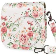 WOLVEN Protective Case Bag Purse Compatible with Mini 9 Mini 8 Mini 8+ Camera, White Vintage Flower Floral