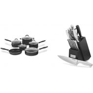 Cuisinart Advantage Nonstick 11-Piece Cookware Set, Black & C77SS-15PK 15-Piece Stainless Steel Hollow Handle Block Set