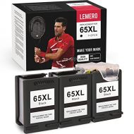 LEMERO Remanufactured Ink Cartridge Replacement for HP 65XL 65 XL to use with Envy 5055 5052 DeskJet 3755 3700 2622 3752 2652 2655 Printer (3 Black)