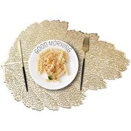 [아마존베스트]MLADEN Hollowed-Out Leaf Placemats,Washable Table Mats,Non-Slip Place mats Table Decoration Dining Table Mats Set of 4 (Gold)