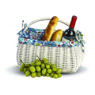 Picnic Plus Napa Basket for Wine Cheese and Picnics, 14 l x 8 1/2 d x 10 1/2 h (Blue Peacock)