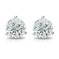 Natural Diamonds of NYC 1.10 ct Ladies Round Cut Diamond Martini Setting Stud Earrings In 14 Karat White Gold