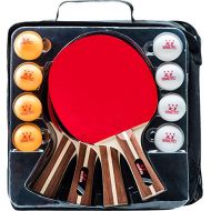 IntegraFun Ping Pong Paddle Set - 4 Wood Ping Pong Paddles - Ergonomic Grip - 8 Tournament Table Tennis Balls - Paddle Case - Professional/Casual Play - Portable Table Tennis Set .- Family Ta