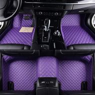 Seven-flower Custom Car floor mat Front & Rear Liner 8 Colors with Gold Lines for Mercedes-Benz C180 C200 C300 4 Door(Purple)