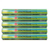 인센스스틱 HEM Lemongrass Incense Sticks Agarbatti Masala - Pack of 5 Tubes, 20 Sticks Each Box, Total 100 Sticks - Quality Incense Hand Rolled in India for Healing Meditation Yoga Relaxation