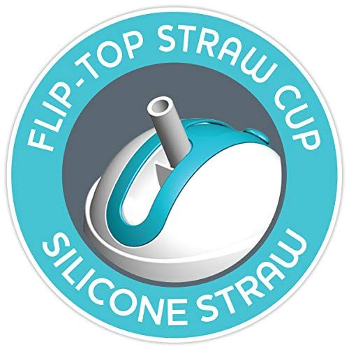 치코 Chicco Insulated Flip-Top Straw Spill Free Baby Sippy Cup, 12 Months+, Blue/Teal, 9 Ounce (Pack of 2)