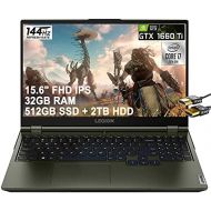 Lenovo Flagship Legion 5 15 Gaming Laptop 15.6 FHD IPS 144Hz 300nits 100% sRGB Display Intel 6-Core i7-10750H 32GB RAM 512GB SSD 2TB HDD GeForce GTX 1660 Ti 6GB Backlit Win 10 + HD