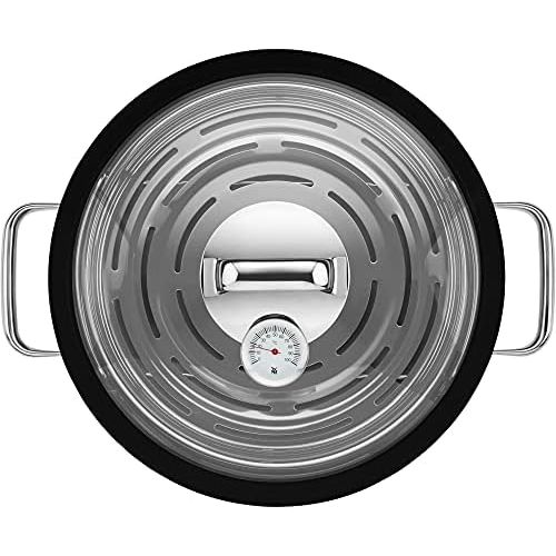 더블유엠에프 WMF Vitalis Dampfgarer/Brater, rund, mit Glasdeckel mit Silikonrand, Garthermometer, Garblech, Cromargan Edelstahl, induktionsgeeignet, Ø 28 cm, 5,0l