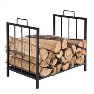 WMMING Small Compact Fireplace Firewood Log Rack, Iron 17inch Wood Logs Kindling Storage Stand, for Farmhouse/Inside, Stove & Fire Pit Accessory Solid and Practical