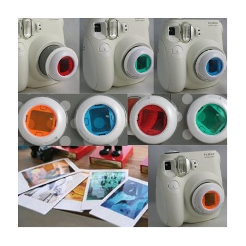  Hellohelio Colored Filter Close-Up Lens for Fujifilm Instax Mini 9 Instax Mini 7S, Instax Mini 8 Cameras, Poloroid PIC 300, Instax Hellokitty Camera (Red/Blue Circle/Yellow/Green/Pink Heart)