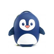 Stephen Cute Animal Travel Trolley Luggage for Kids - Navy Penguin
