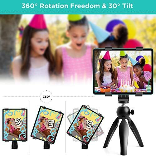  [아마존베스트]ipow 360° Rotating Tablet Tripod Holder Clip Mount Adapter Compatible with Selfie Stick Pole Camera Tripod Tri-Pod, Includes 1/4 Inch Screw Head, for Most Smartphones