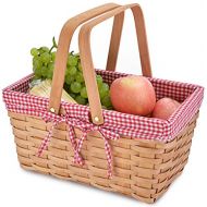 CALIFORNIA PICNIC Picnic Basket Natural Woven Woodchip with Double Folding Handles | Easter Basket | Storage of Plastic Easter Eggs and Easter Candy | Organizer Blanket Storage | Bath Toy and Kids T