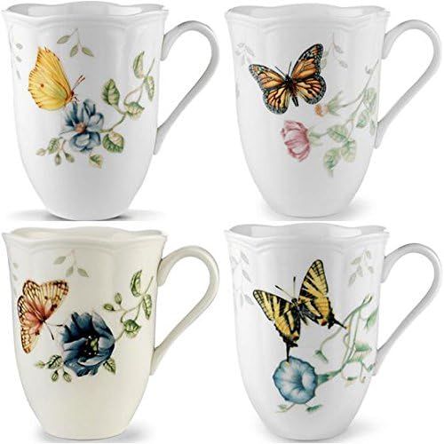레녹스 Lenox Butterfly Meadow 12oz Mugs, Assorted Set of 4