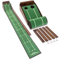 GoSports Pure Putt Golf 9 Putting Green Ramp - Premium Wood Training Aid for Home & Office Putting Practice, Includes 9 Putting Green and 4 Golf Balls
