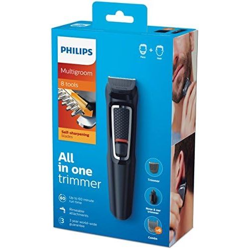 필립스 Philips mg3730/15 Beard and Precision Travel Trimmer 8 in 1 Self Sharpening Blades with Bag