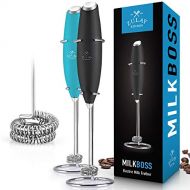 Zulay New Double Whisk - Improved Motor Milk Boss Milk Frother - Handheld Frother Whisk - High Powered Milk Foamer Frother Mini Blender for Coffee, Bulletproof Coffee, Cappuccino,
