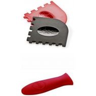 Lodge Grill Pan Scraper and ASHH41 Silicone Hot Handle Holder Bundle