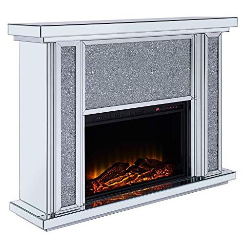 Acme Furniture Acme Nowles Fireplace in Mirrored and Faux Stones