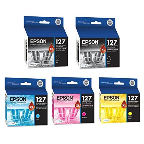 엡손 Epson DURABrite T127 Ultra 127 Extra High-capacity Inkjet Cartridge (1, 2-Black-1-Cyan-Magenta-Yellow-)