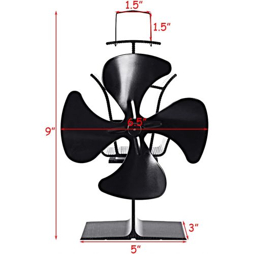 제네릭 Generic Julimoon Upgraded 4 Blade Stove Fan, Heat Powered Stove Fan for Wood/Log Burner/Fireplace/ Laptop Computer, Eco Friendly and Efficient Heat Distribution Fan with Micro USB Cord, Bl
