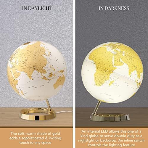  Waypoint Geographic Light & Color Designer Series 12-inch Illuminated Decorative Desktop Globe (Gold)