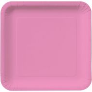 Creative Converting 18-Count Touch of Color Square Paper Dinner Plates, Candy Pink