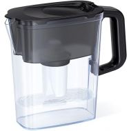 AQUAPHOR Compact 5-Cup Water Filter Pitcher - Black with 1 x B15 Filter - Fits in The Fridge Door - Reduces Limescale and Chlorine - Ideal for Five Cups