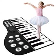 M SANMERSEN Piano Mat, 71 Kids Keyboard Mat 24 Keys Keyboard Floor Mat with 10 Demos/ 8 Instrument Sounds/ Adjustable Volume/ Record/ Playback/ Input Function Dance Mats Best Gift