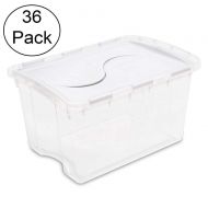 MRT SUPPLY Single 48 Quart Clear Base Hinged Lid Storage Box Tote (36 Pack) with Ebook