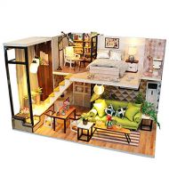 Spilay DIY Miniature Dollhouse Wooden Furniture Kit,Handmade Mini modern Apartment Model with LED Light ,1:24 Scale Crafts&Collectors&Creative Doll House Toys for Valentine Gift (R