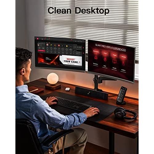  [아마존베스트]HUANUO 2pcs Adjustable Height Monitor Stand and Storage Organizer for Computer, iMac, Printer, Laptop, Desk with Tablet and Phone Holder, Cable Guide Slot