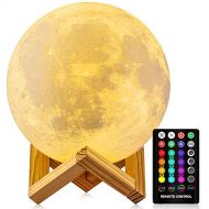 [아마존베스트]GDPETS Moon Lamp Moon Night Light，3D Printing 16 Colors Moon Light with Stand & Remote &Touch Control and USB Rechargeable Decorative Light Up Moon Light for Baby Kids Lover Birthday Part