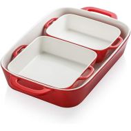 Sweejar Ceramic Bakeware Set, Rectangular Baking Dish for Cooking, Kitchen, Cake Dinner, Banquet and Daily Use, 12.8 x 8.9 Inches porcelain Baking Pans (Red)
