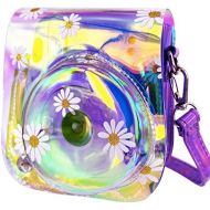 WOLVEN Protective Case Bag Purse Compatible with Mini 11 Mini 9 Mini 8 Mini 8+ Mini 11 Camera, Purple Clear Floral