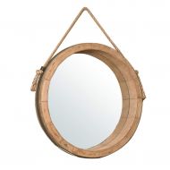 LAXF-Mirrors Shower Mirrors Nordic Makeup Round Mirror Bathroom Decoration Wall Hanging Mirrors Wood and Hemp Rope Design (Color : Wood Color, Size : 79cm)